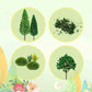 Assorted Zofusaier model trees and moss rocks for diorama and railway scenery, ranging from 1.7 to 6 inches tall.