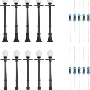 Artudatech 10-Piece LCX04 Model Railway Lamppost Street Light Set with O Scale LEDs
