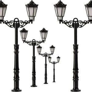 LQS77 3-Piece N Scale LED Street Light Set for Improved Realism in Model Railroading