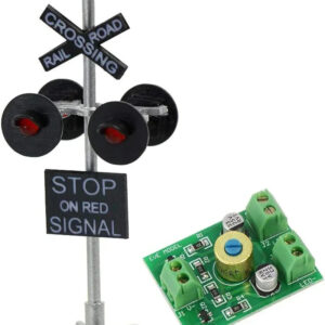 JTD876RP HO Scale Railroad Train/Track Crossing Sign Set with 4 LED Heads and Circuit Board Flasher - Flashing Red Train Signal Lights for Decoration and Events