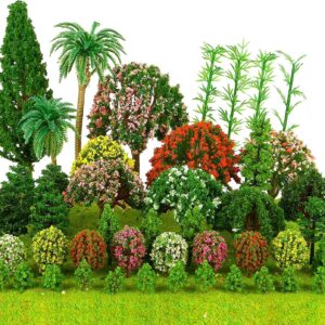 60-Piece Mixed Miniature Model Trees for Train Scenery and Diorama Supplies - Artificial Landscape Plants for DIY Crafts and Building Models