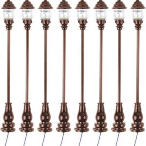 Uonlytech 8-Piece Miniature Garden Lighting Set for Dollhouses and O Gauge Trains - Decorative Lamps for Nativity Scenes and Model Street Displays