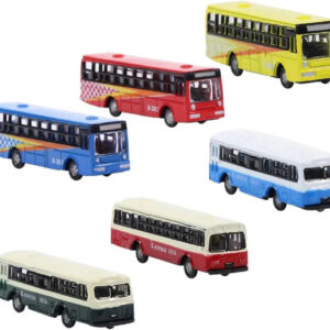 BS150 6-Piece Diecast Model Bus Set, 1:160 N Scale for Urban and Railway Scenery Enhancements
