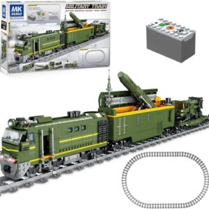 Military Train Building Set - 1174 Pieces Compatible with Lego, Includes Lights, Missiles, Trucks, and Train Tracks -