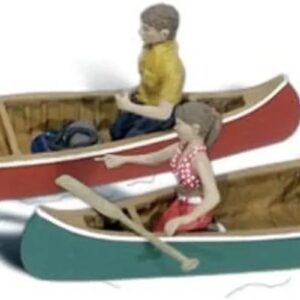 Canoeist Figures Set (4 Figures with 2 Canoes) O Scale by Woodland Scenics