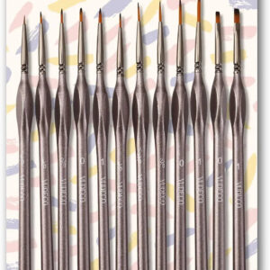 12-Piece Brown Miniature Paint Brush Set for Oil and Acrylic Painting -