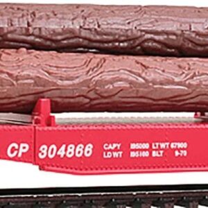 Check out the Walthers Trainline HO Scale Red Log Dump Car, complete with realistic logs!
