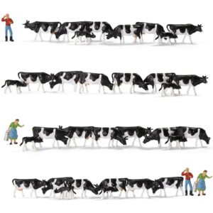 Evemodel 36-Piece HO Scale 1:87 Model Train Farm Set with Horses, Cows, and Figures