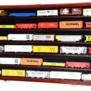 Cherry Finish HO Scale Model Train Display Cabinet - Lockable with 98% UV Protection