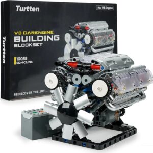 V8 Engine Model Kit - DIY Functional Mini V8 Engine with Visible Combustion Mechanism, 535-Piece STEM Engineering Kit for Ages 14 and Up