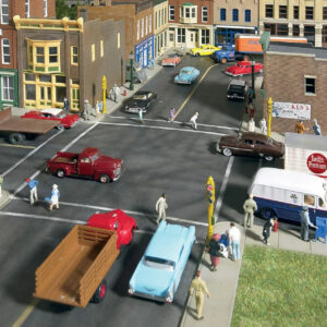 Walthers Cornerstone HO Scale Asphalt Street System - Straight Sections Package (10) with Accessories 933-3195 - Scenery Kit for Model Railroads