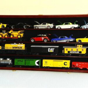 O Scale Train Display Cabinet with UV Protection and Lockable Feature - Cherry Finish