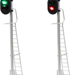 JTD433GR Dual-Pack O Scale Model Railroad Block Signals - 2-Light Green-Red Traffic Lights for 12V Train Layouts