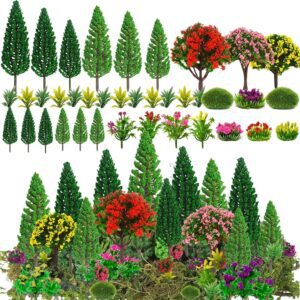 32-Piece Assorted Artificial Miniature Flower Trees for DIY Crafting and Landscape Diorama Scenery Decoration