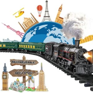 Electric Train Set for Children - Metal Alloy Christmas Steam Locomotive Toy