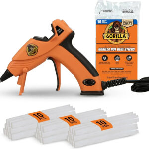 Gorilla Mini Hot Glue Gun Kit with 30 Glue Sticks, Dual Temperature Settings, Precision Nozzle, and Easy Squeeze Trigger
