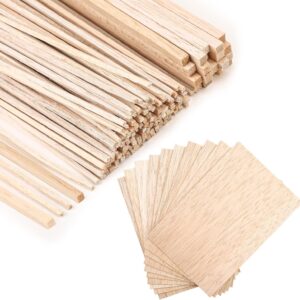 Get Creative with 150 Balsa Wood Sticks & Sheets for Your DIY Projects! Perfect for Crafting Models & More!