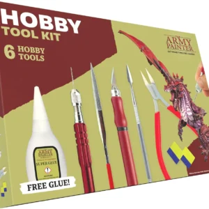 Comprehensive Hobby Tool Kit for Miniature Modeling: Includes Adhesive, Drill with Three Bits, Hobby Knife, Side Cutter, Sculpting Tool, and Green Stuff for Warhammer and Dungeons & Dragons in Plastic, Resin, and Metal