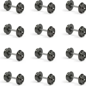 24-Piece N Scale 33" Metal Wheelset with Metal Axles for Model Trains and Trucks - HP05150