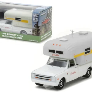 1968 Chevrolet C10 Diecast Model Car with Silver Streak Camper - Exclusive 1/64 Scale Hobby Edition