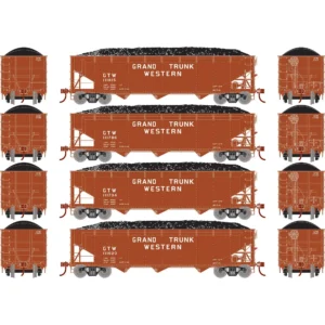HO Scale 40′ Offset Coal Hopper with Load, GTW #1, Model ATH33087