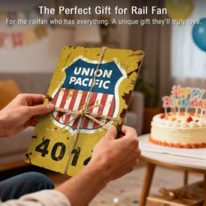 Union Pacific Railway Logo Metal Sign - Vintage Rustic Wall Décor (8x12 inches)