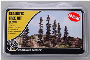 Woodland Scenics WS TR1113 2.5-6 In. Forest Green Pines 24-Kit