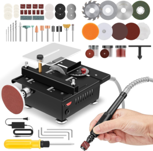 Saker Mini Table Saw,7 Levels Speeds&Angle Adjustable With160+ Accessories | Multi-Functional Mini Table Saw for Crafts,Portable Mini Desktop Saw for Wood Cutting and Plastic Acrylic Cutting